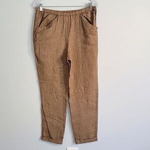 Jones New York Linen Blend Pull On Elastic Waist Pockets Cuffed Pants XS NWOT